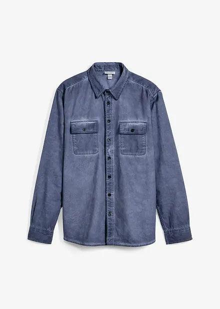 Camicia a maniche lunghe in puro cotone effetto lavato