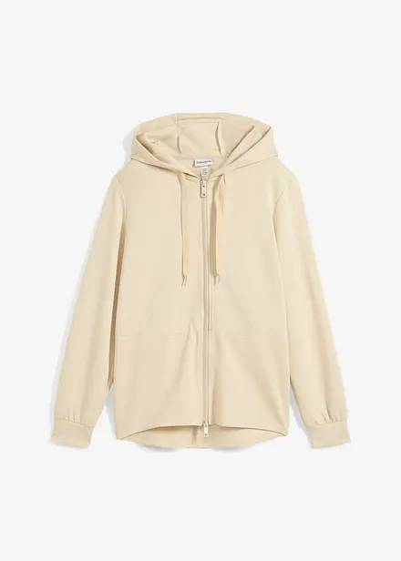 Felpa con zip, cappuccio ed elastico