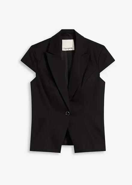 Blazer a maniche corte in satin di cotone