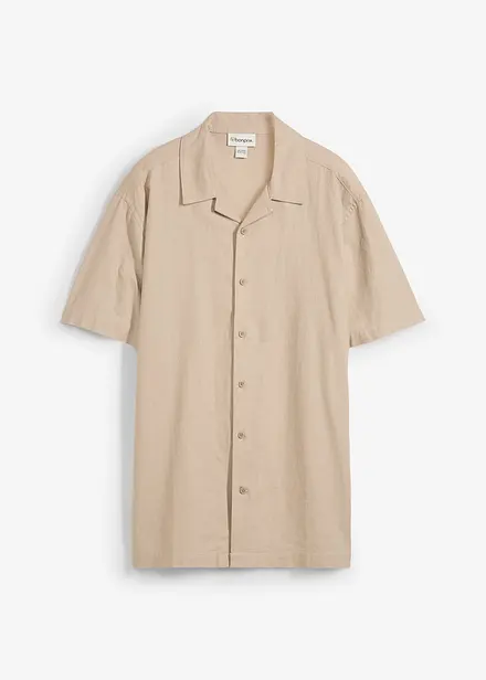 Camicia a maniche corte in misto lino, loose fit