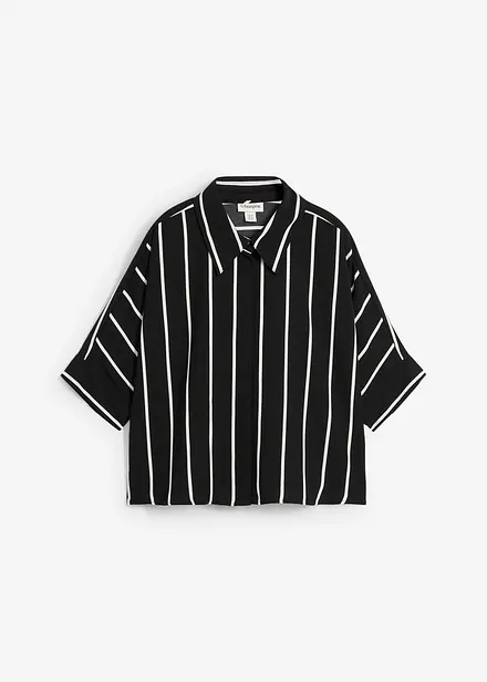 Camicia a maniche corte  in crêpe strutturato