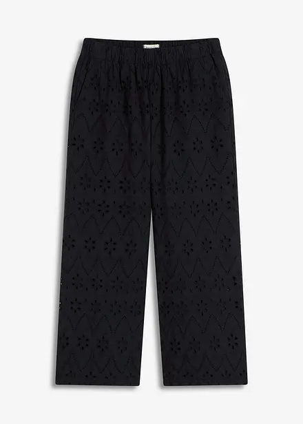 Pantaloni culotte con ricami traforati
