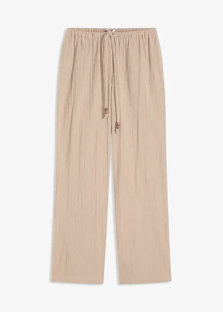 Pantaloni in crinkle strutturato con elastico in vita