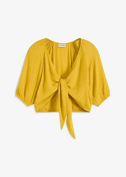 Blusa cropped in viscosa fluente