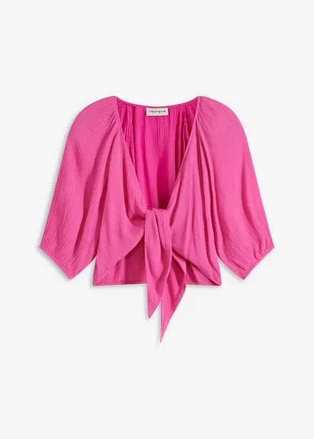 Blusa cropped in viscosa fluente