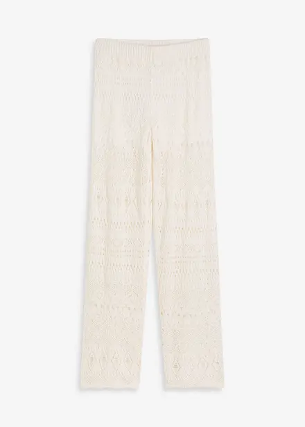 Pantaloni con elastico in vita in maglia traforata