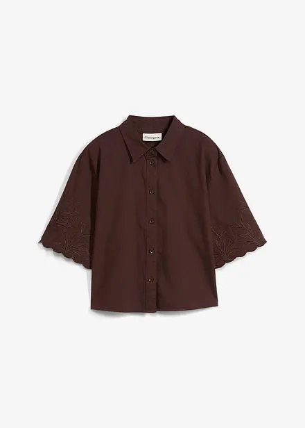 Camicia cropped in misto lino