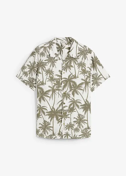Camicia a maniche corte in viscosa, slim fit