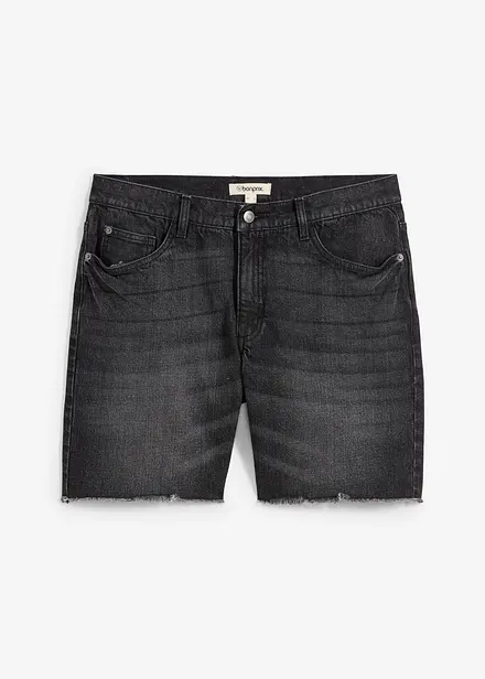 Bermuda elasticizzati in jeans con orli aperti, relaxed fit
