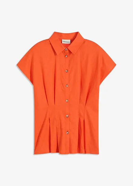 Blusa a maniche corte in misto lino fresco e leggero