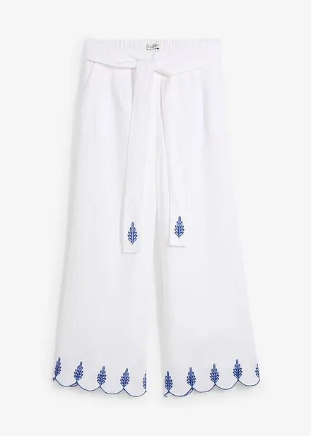 Pantaloni culotte in puro lino con cintura (set 2 pezzi)