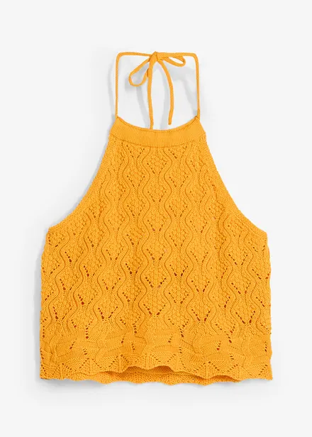 Top in maglia con scollo all'americana