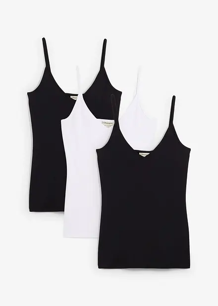 Top con spalline sottili in puro cotone (pacco da 3)