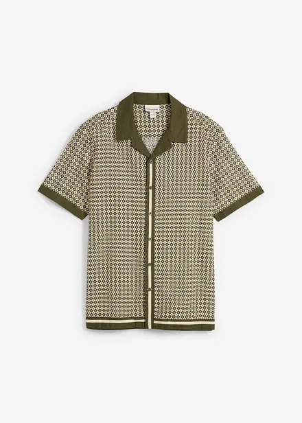 Camicia a maniche corte in misto lino