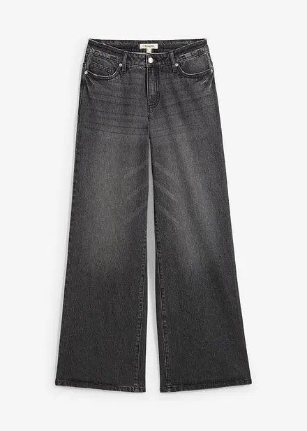 Jeans wide leg lunghi, low strech, vita media