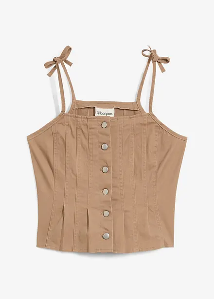 Top in misto cotone elasticizzato con spalline sottili