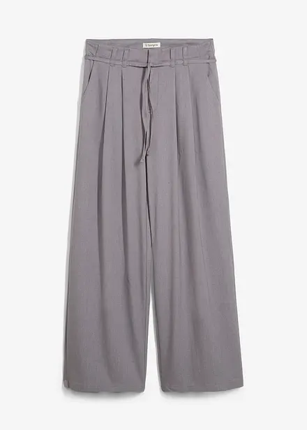 Pantaloni con pinces e cintura da annodare