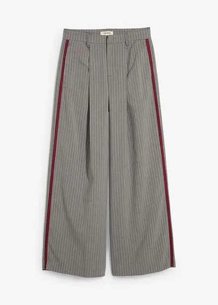 Pantaloni con pinces e bande a contrasto