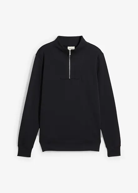 Felpa con mezza zip in puro cotone biologico