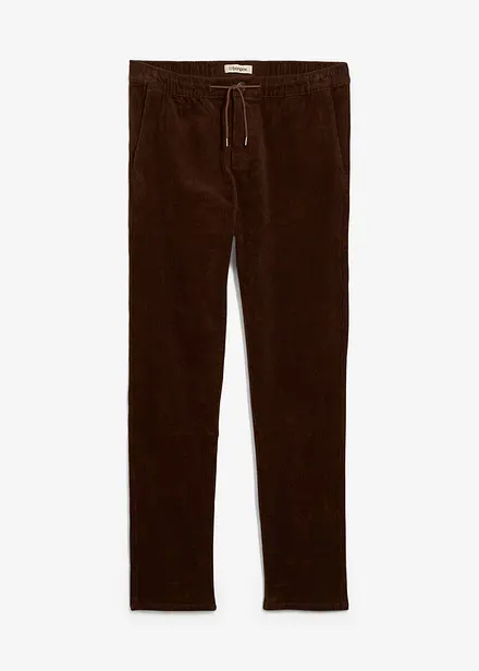 Pantaloni elasticizzati di velluto con elastico in vita, regular fit