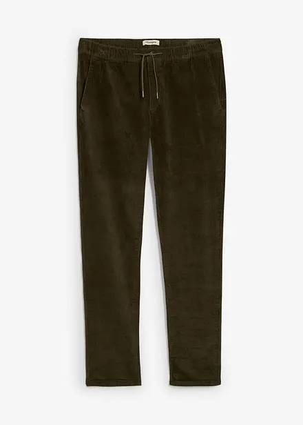 Pantaloni elasticizzati di velluto con elastico in vita, regular fit