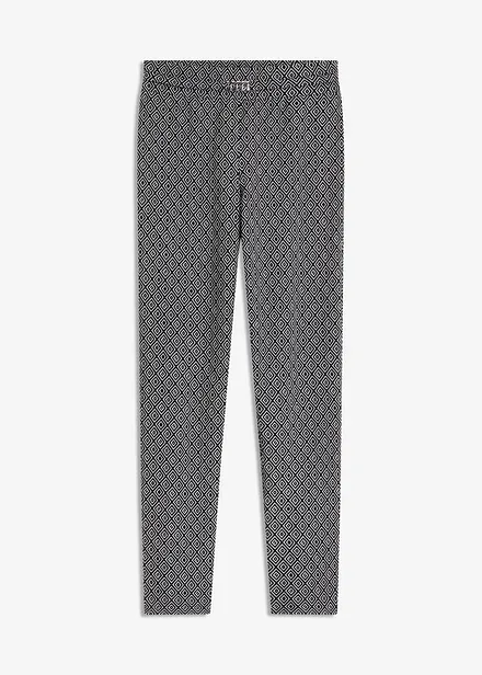 Pantaloni jacquard con elastico in vita e fibbia