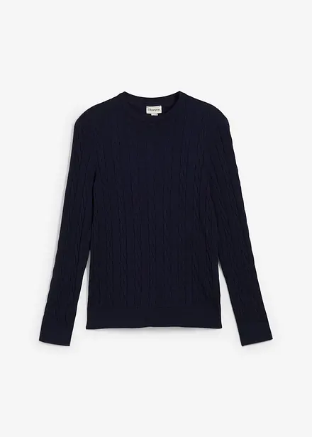 Maglione in filato fine a trecce, slim fit