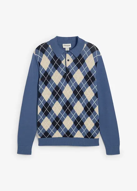 Maglione in puro cotone con motivo a losanghe