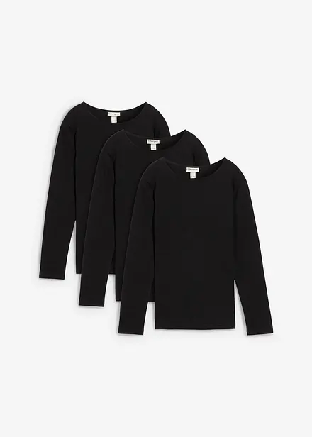 Maglia a maniche lunghe in puro cotone (pacco da 3)