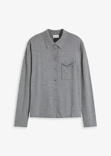 Cardigan effetto camicia in filato fine