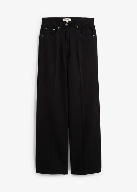 Pantaloni in twill di puro cotone con piega