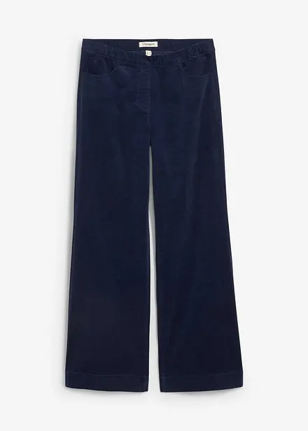 Pantaloni larghi in velluto a coste elasticizzato, vita alta