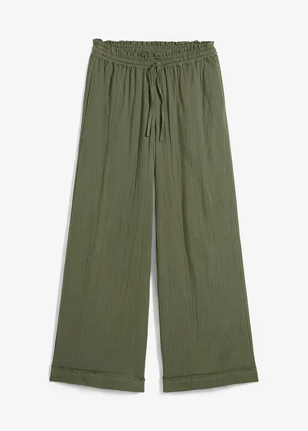 Pantaloni con elastico in vita in mussola leggera