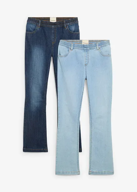 Jeans con elastico in vita, vita media (pacco da 2)