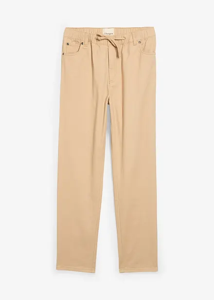 Pantaloni con elastico in vita in puro cotone regular fit, straight