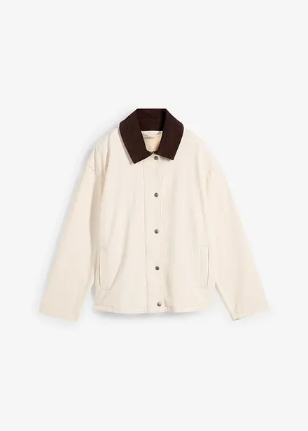 Giacca in twill con colletto in velluto
