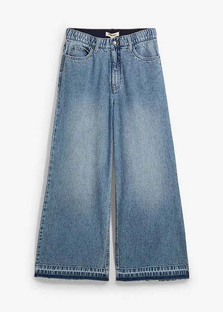 Jeans cropped wide leg, vita alta