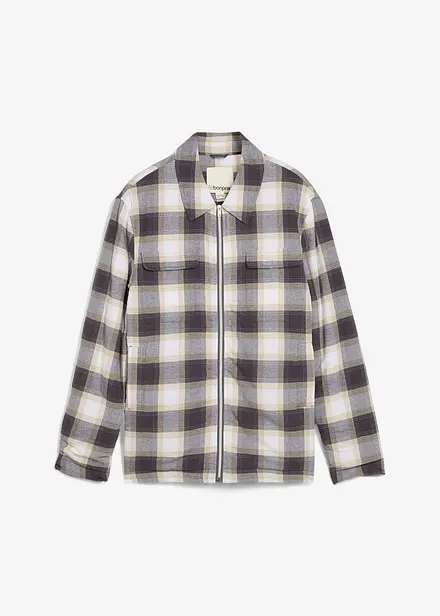 Giacca-camicia in flanella, leggermente foderata