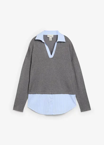 Maglione in filato fine con inserto di camicia