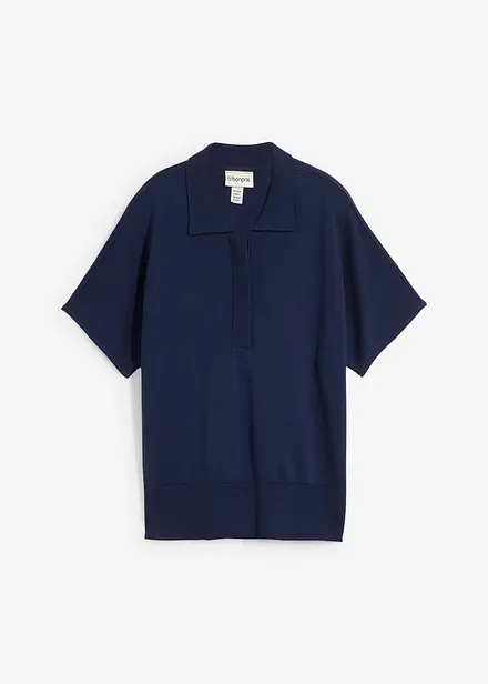 Maglia in filato fine misto seta con colletto a polo