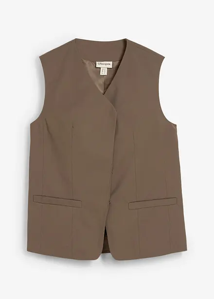 Gilet lungo con trama twill