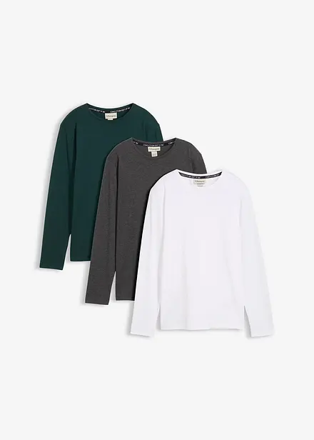 Maglia a maniche lunghe con cotone biologico (pacco da 3)