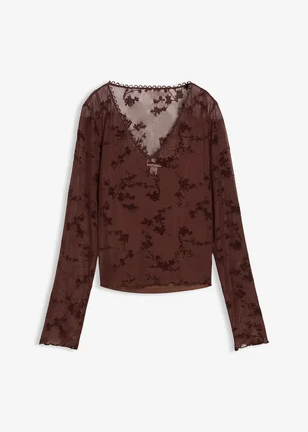 Maglia a maniche lunghe con motivo floccato