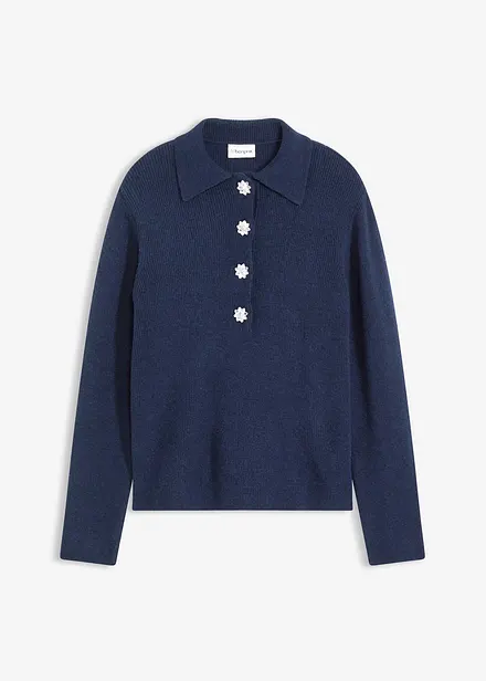 Maglione polo con percentuale di lana