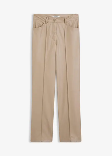 Pantaloni in similpelle con piega, wide leg