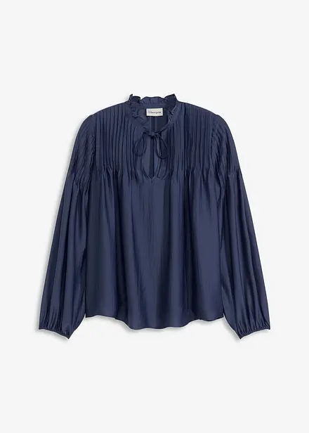 Tunica in satin lucido con pieghe cucite