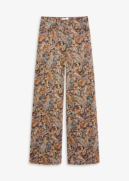 Pantaloni a gamba larga elasticizzati in misto cotone