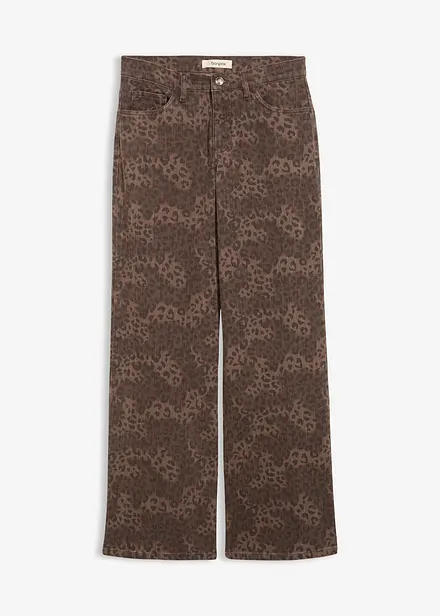 Pantaloni in twill leopardati wide leg