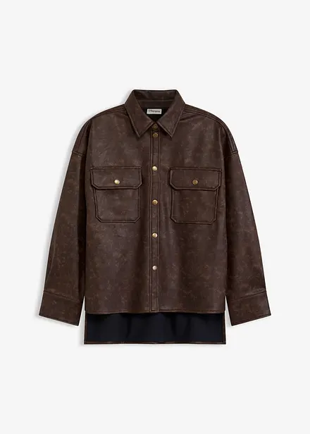 Camicia in similpelle effetto usato