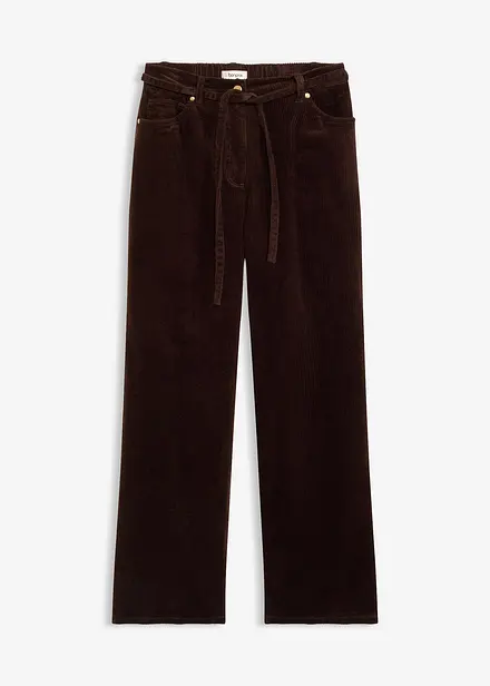 Pantaloni larghi di velluto a coste con cintura da annodare